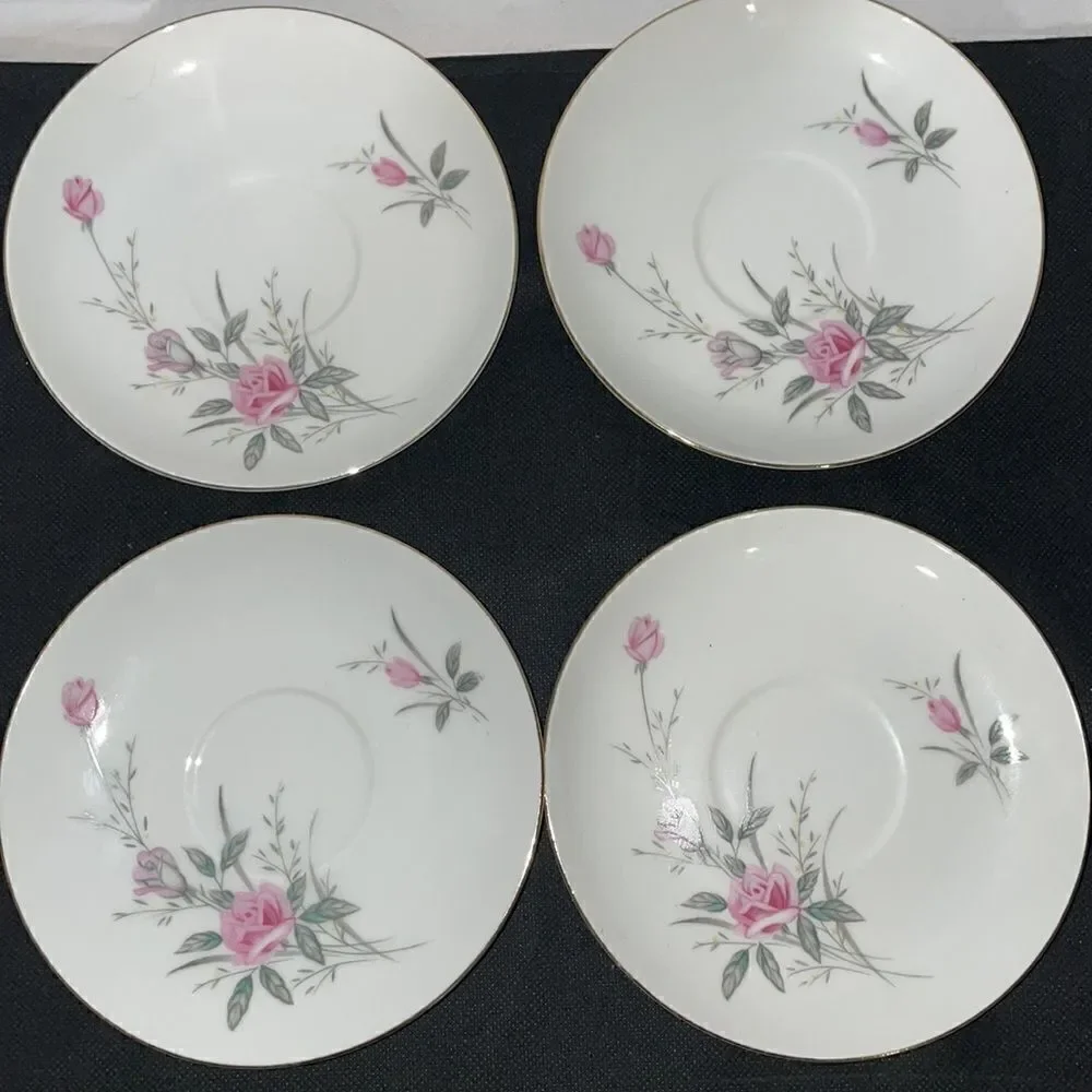 8 set golden rose fine china teacups and saucers